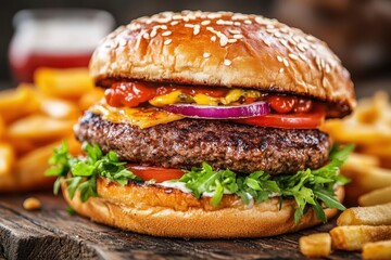 Juicy Burger With Salad