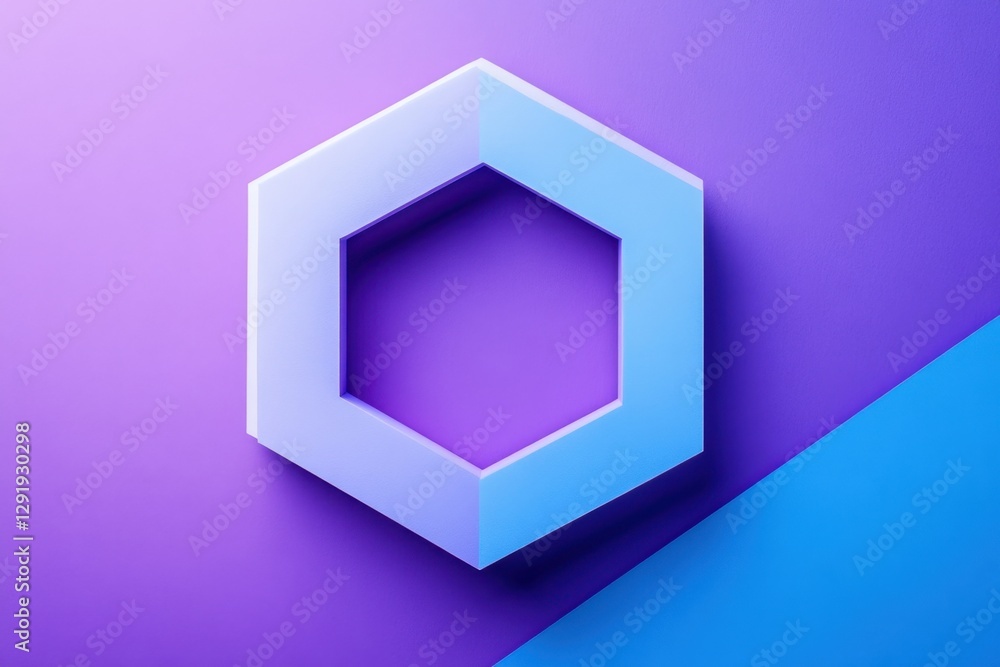 Fototapete a photo displaying a hexagonal design on a purple and blue background minimalistic geometric design 