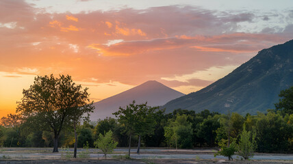 sunset in the mountains