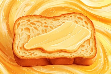 Sourdough bread with detailed texture, sliced and arranged on a wooden surface, evoking a cozy homemade feel, comic book illustration style