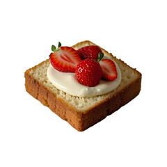 Pound cake with Strawberries on transparent background