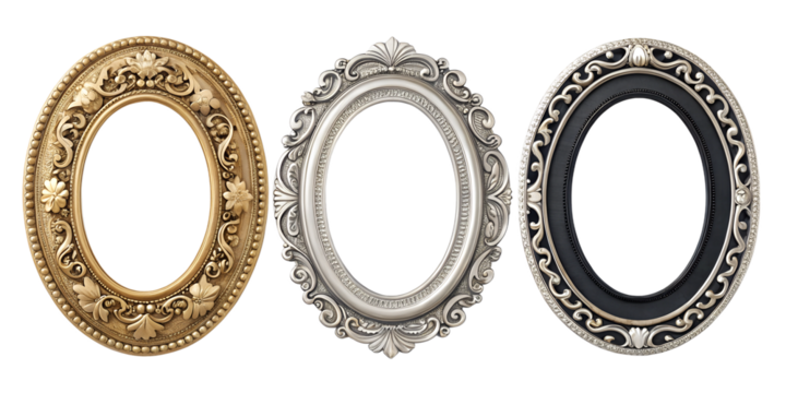 Vintage oval round photo frame, decorative picture frame, Cut Out