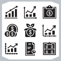 Top Economy Statistic and Data Diagram Icons for Business Growth Analysis