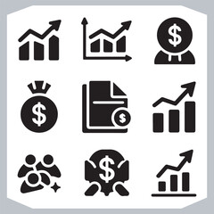 Top Economy Statistic and Data Diagram Icons for Business Growth Analysis