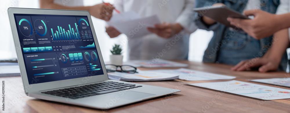 Leinwandbilder business data dashboard provide business intelligence analytic for marketing strategy planning brisk