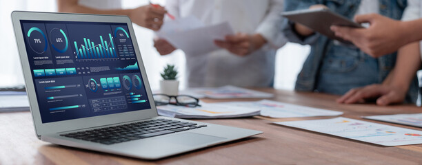 Business data dashboard provide business intelligence analytic for marketing strategy planning...