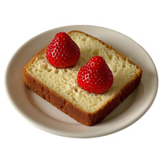 Pound cake with Strawberries on transparent background
