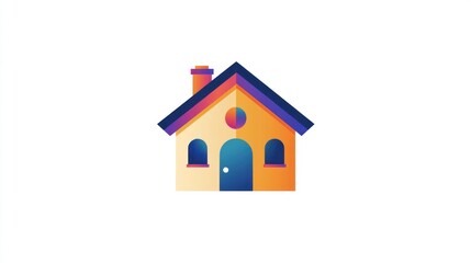 Colorful stylized home icon, graphic design element, use in app, website