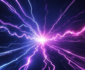 Obraz premium Abstract High-Energy Electric Discharge with Neon Glowing Sparks