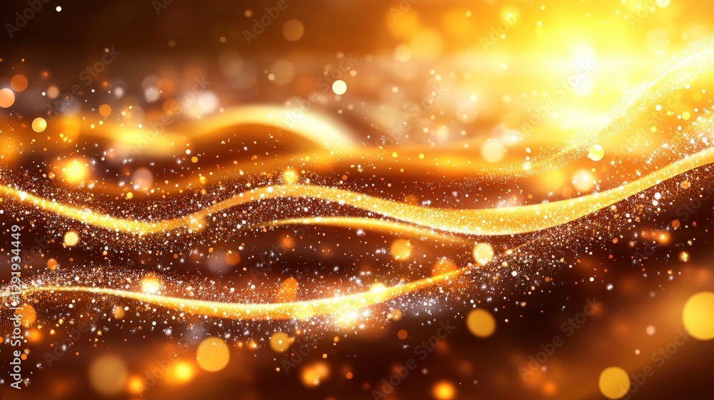 Poster abstract golden background with bokeh lights creating a soft and dreamy atmosphere