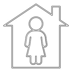 Stay home icon in line style