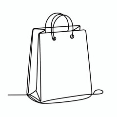 shopping bag silhouette thin lines flat colors