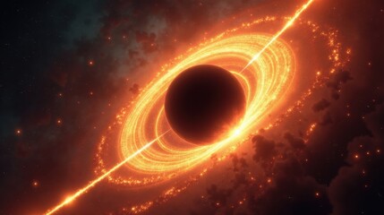 A black hole ejecting powerful jets of plasma, radiant beams of energy stretching across millions of light-years