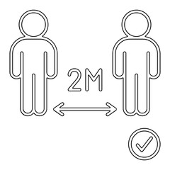 Social distancing icon in line style