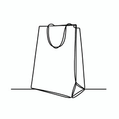 shopping bag silhouette thin lines flat colors