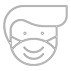 Wearing mask icon in line style