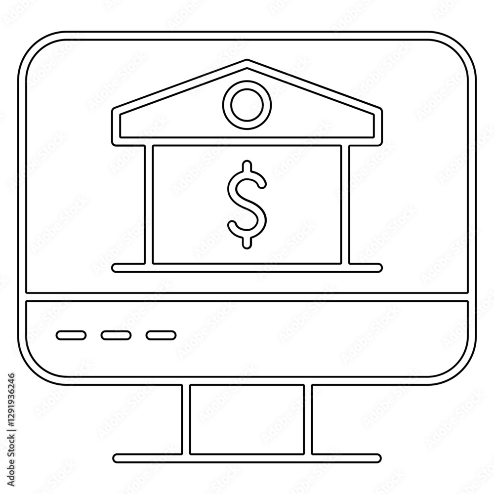 Poster internet banking icon in line style