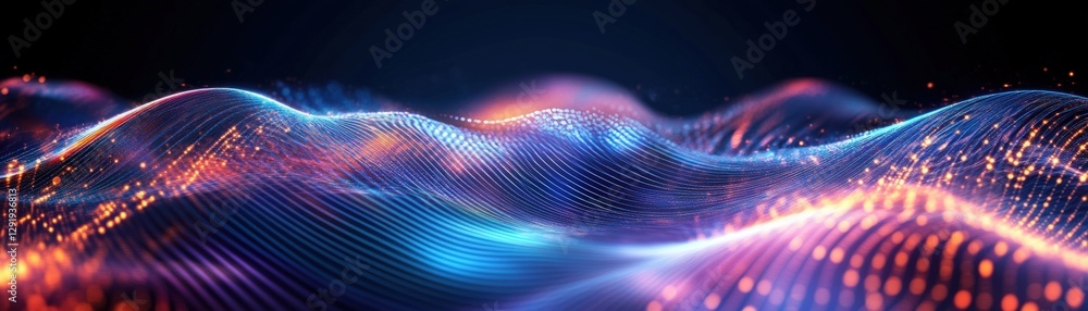 Poster abstract background with glowing lines and waves in vibrant colors for creative design projects