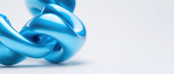 Abstract Blue Sculptural Form on White