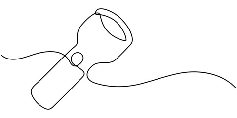 One continuous line drawing One continuous line drawing of flashlight poster vector illustration. Pro vectoring of flashlight, One continuous line drawing of flashlight vector illustration Pro. 