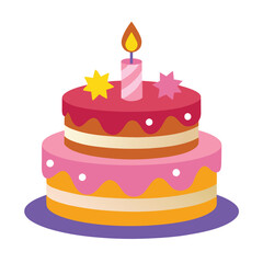 Birthday Cake Vector Illustration, Cartoon, Clipart & Line Art Design.eps
