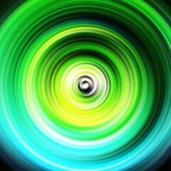 Colorful radial motion effect. Abstract rounded background. Color curves and sphere.