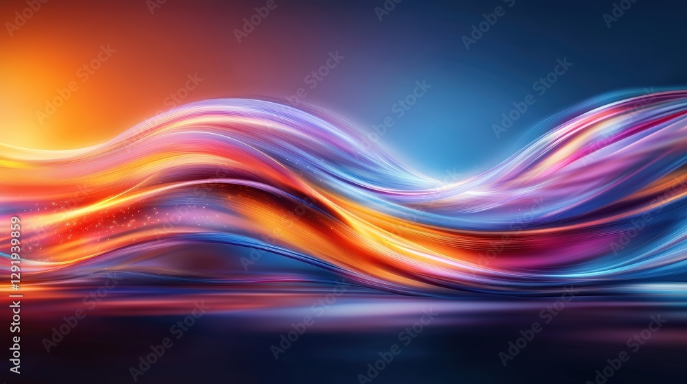 Poster abstract background with colorful flowing waves and light effects creating a vibrant artistic design
