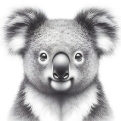 Obraz premium 흰 배경, 코알라, 펜슬 드로잉, jpeg (white background, koala, pencil drawing, jpeg)