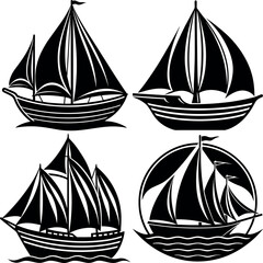 Stylized Sailboat Silhouette Vector Icon Nautical & Marine Theme