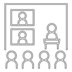 Video conference icon in line style