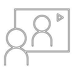 Video conference icon in line style