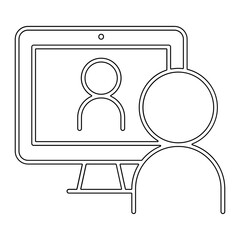Video conference icon in line style