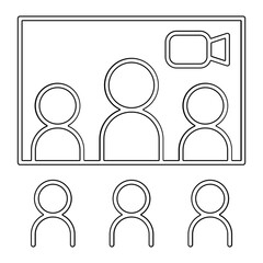 Video conference icon in line style
