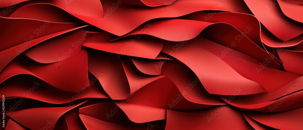 Poster red background with folds and text space for photo or design elements
