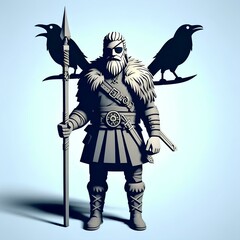 Fototapeta premium artistic illustration of the norse god odin 23
