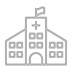 Hospital building icon in line style
