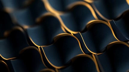 Obraz premium Abstract dark blue and gold wavy pattern. Luxurious and elegant design.