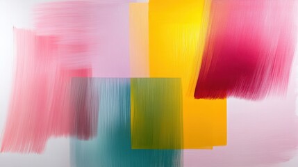 abstract painting with colorful brush strokes and overlapping rectangles