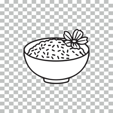 Bowl rice line art Black & White 