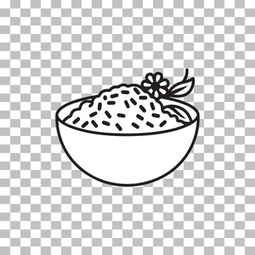 Bowl rice line art Black & White 