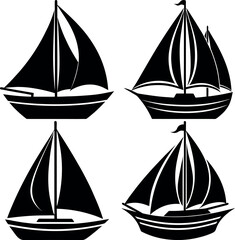 Stylized Sailboat Silhouette Vector Icon Nautical & Marine Theme