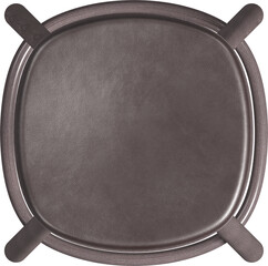 Top view of wooden and leather modern stool