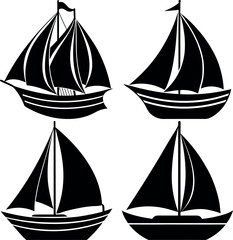 Stylized Sailboat Silhouette Vector Icon Nautical & Marine Theme