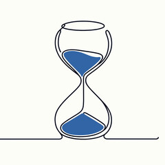 hourglass with blue sand silhouette thin lines flat colors