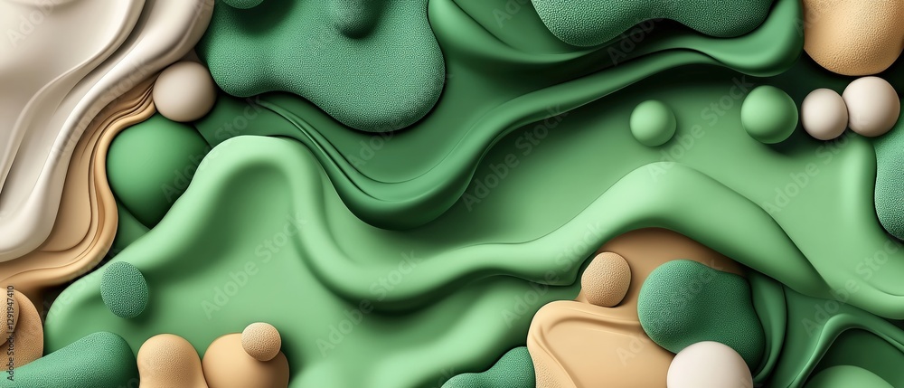 Poster green and white abstract background featuring various geometric shapes and patterns for creative use