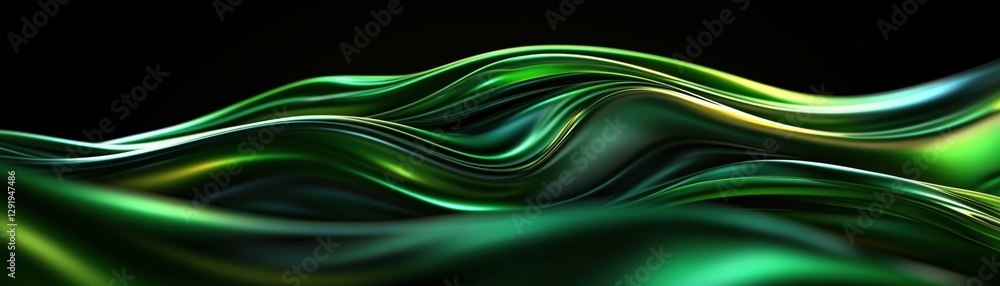 Poster abstract green wave background with soft flowing design and gradient texture for modern visuals