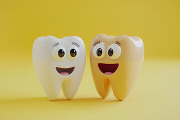 Obraz premium Animation of human teeth with funny shapes