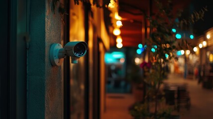 Nighttime Shopping Mall with Dim Light and Vision Effect