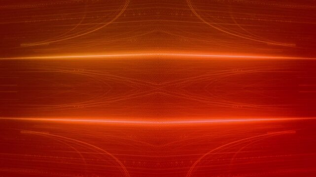 leuchtende Lichtpunkte bewegen sich langsam Richtung Zentrum, digitaler Datentransfer, Algorithmus, Internet, Energie, Datenfluss, Geschwindigkeit, Wandel, Austausch, orange