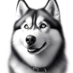 흰 배경, 시베리안 허스키, 펜슬 드로잉, jpeg (white background, Siberian Husky, pencil drawing, jpeg)